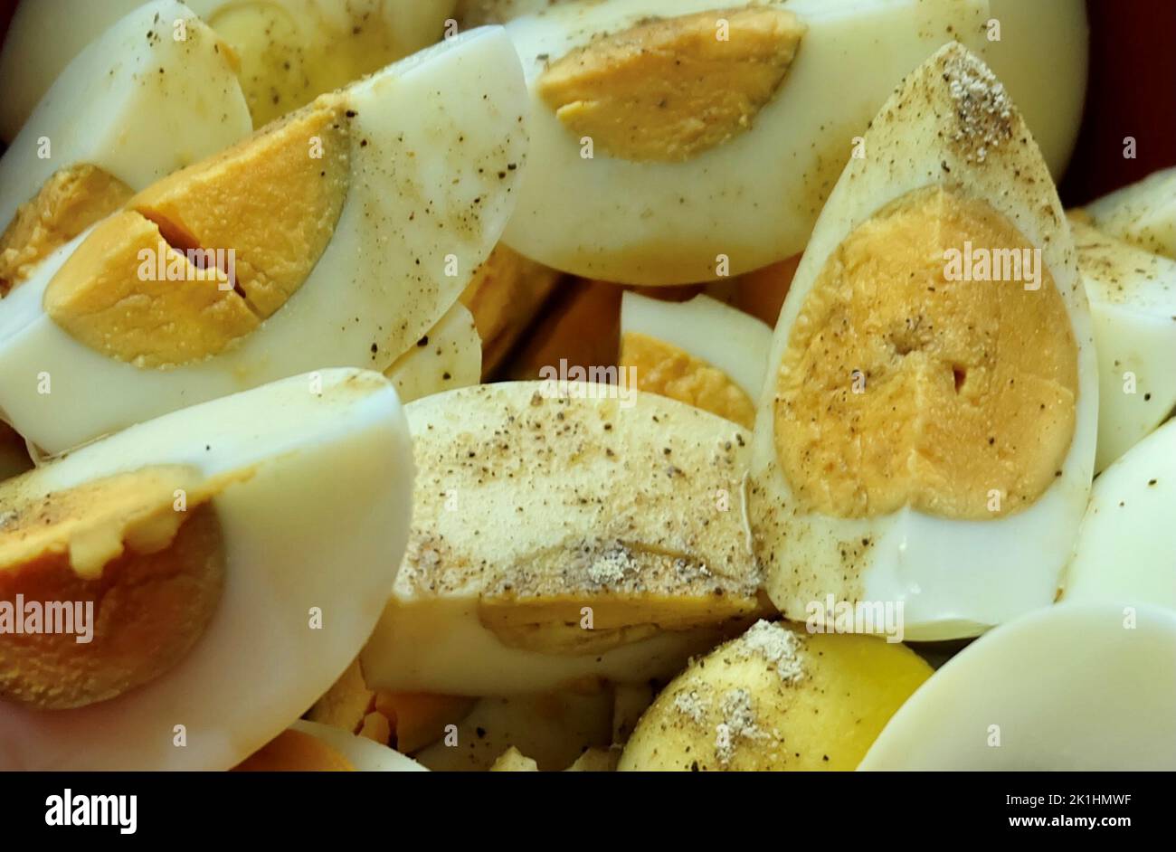 Cuisine and Food, Close Up Hard Boiled Eggs, High in Protein, Fat