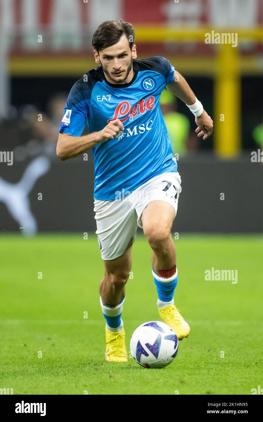 Milan, Italy. 18th Sep, 2022. Italian Serie A Football Championship. Milan VS Napoli 1-2. Khvicha Kvaratskhelia, Napoli.- photo copyright: Cristiano BARNI/ATP images Credit: SPP Sport Press Photo. /Alamy Live News Stock Photo