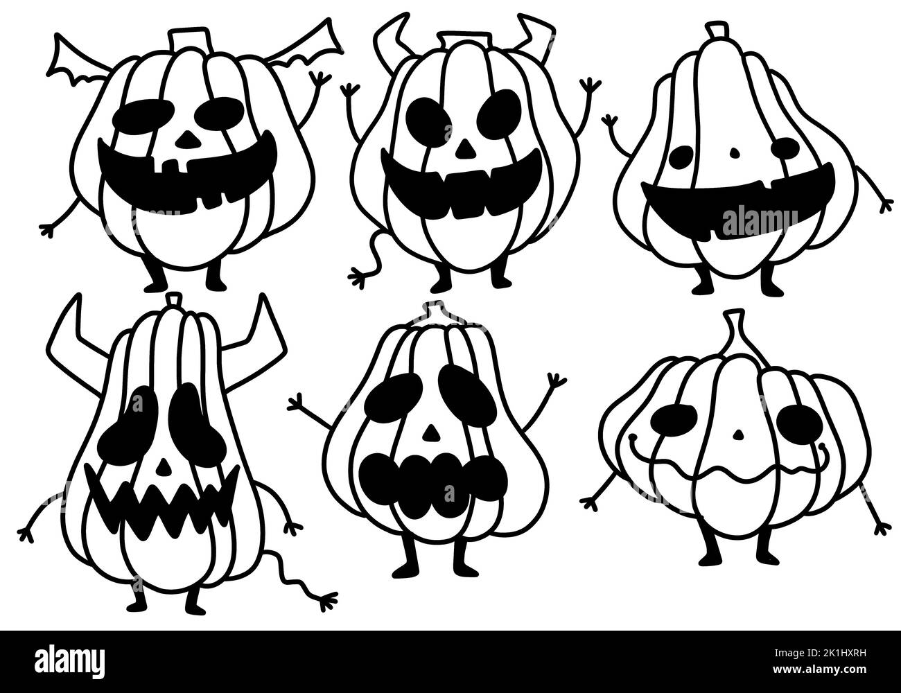 Kawaii pumpkins Black and White Stock Photos & Images - Alamy