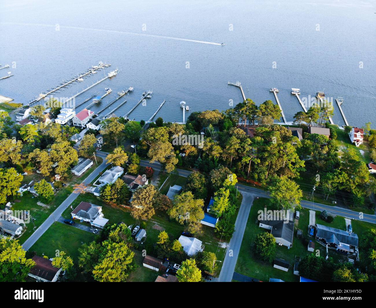 The aerial view of the residential area and waterfront homes near Millsboro, Delaware, U.S Stock Photo