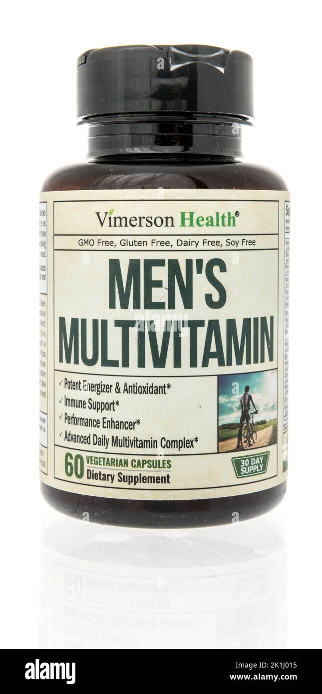 Winneconne, WI - 6 August 2022: A bottle of Vimerson health mens multivitamin supplement on an isolated background. Stock Photo