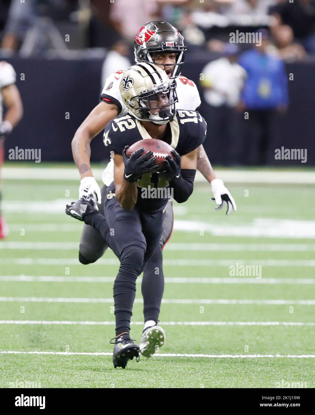 New Orleans Saints wide receiver Chris Olave (12) during an NFL football  game against the Carolina Panthers, Sunday, Jan. 8, 2023, in New Orleans.  (AP Photo/Tyler Kaufman Stock Photo - Alamy