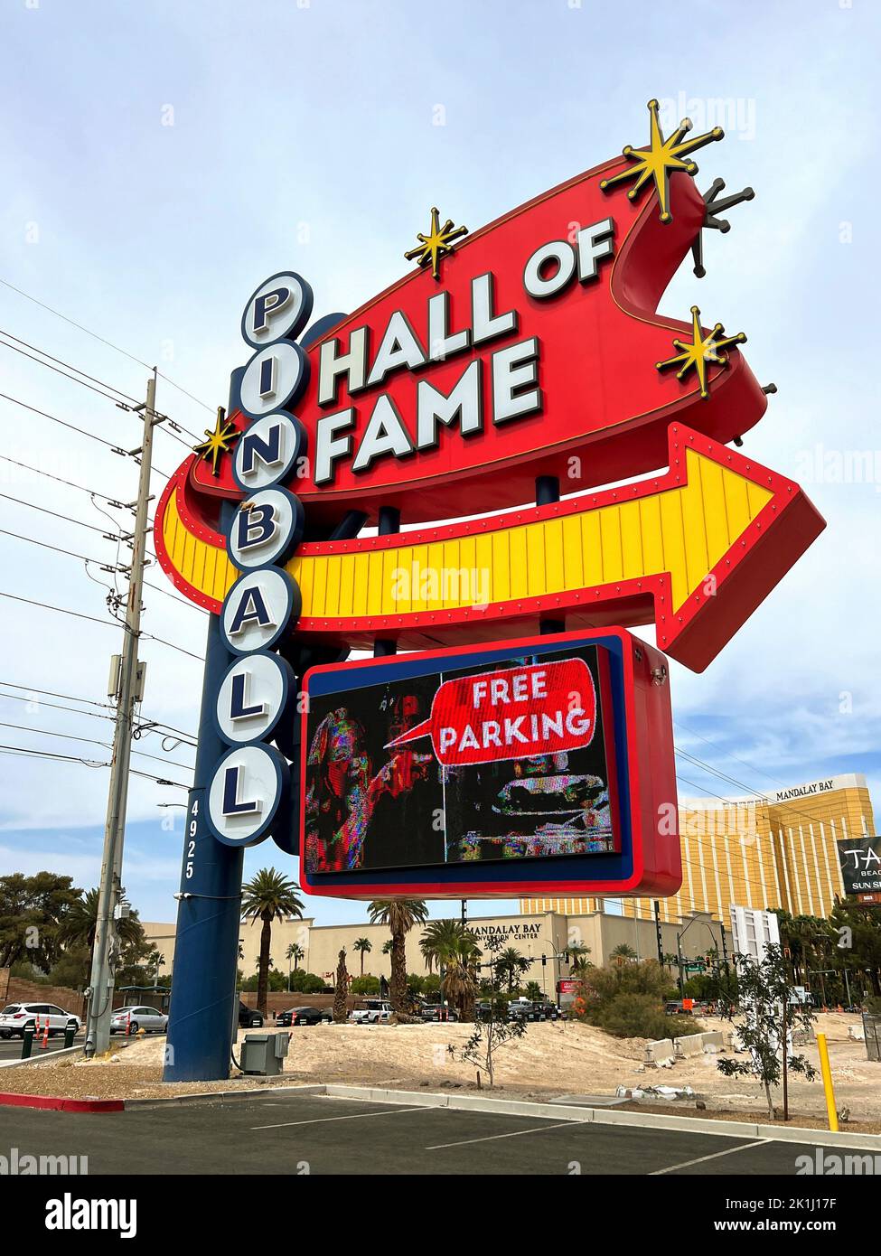 Las Vegas, Nevada 992022 View of large neon sign for the new Pinball