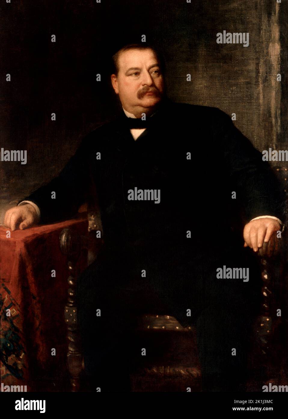 The official portrait of US president Grover Cleveland, who was the 22nd and 24th president (and he is the only one to have won two non-consecutive mandate) Stock Photo