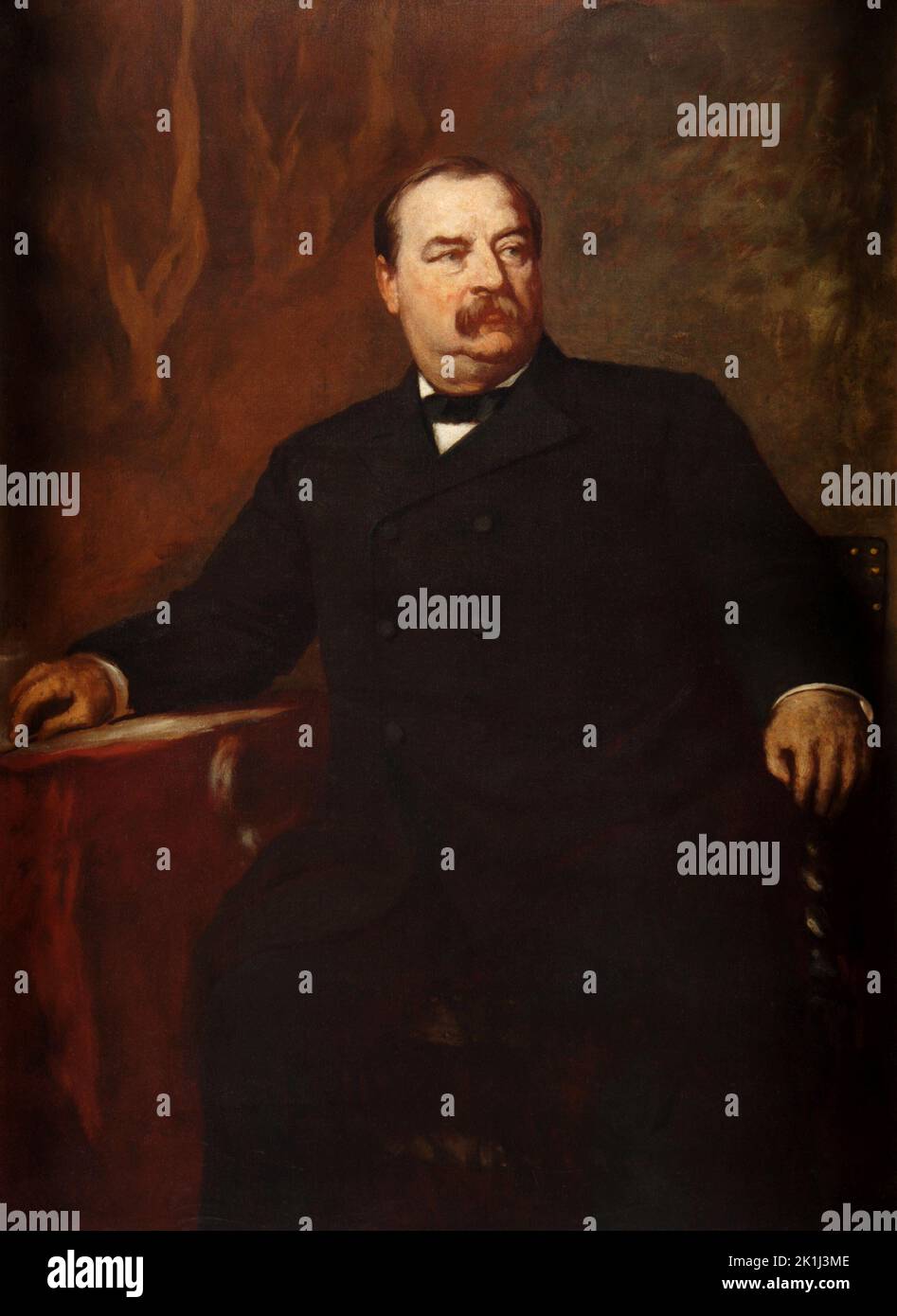 A portrait of US president Grover Cleveland, who was the 22nd and 24th president (and he is the only one to have won two non-consecutive mandate)Gubernatorial portrait of Grover Cleveland Stock Photo