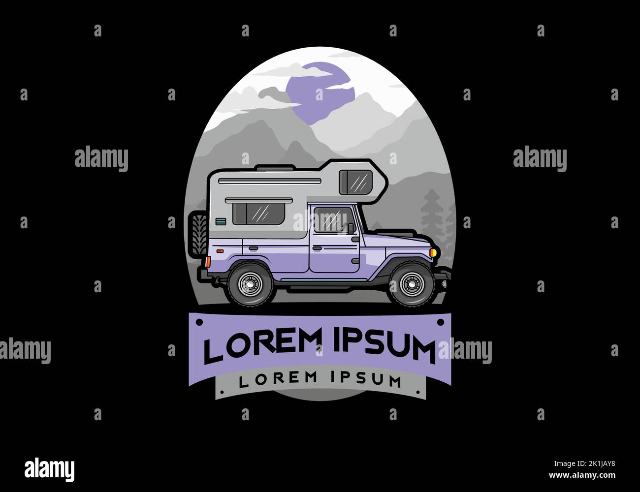 Stocky camper car illustration badge design Stock Vector Image & Art ...