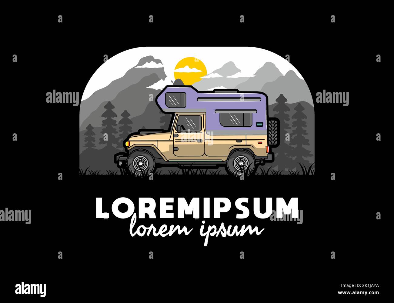Stocky camper car illustration badge design Stock Vector Image & Art ...