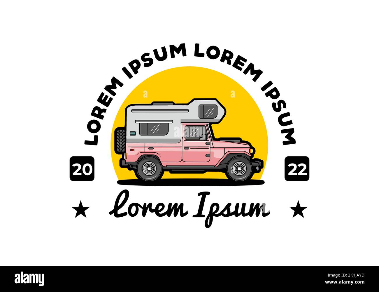 Stocky camper car illustration badge design Stock Vector Image & Art ...