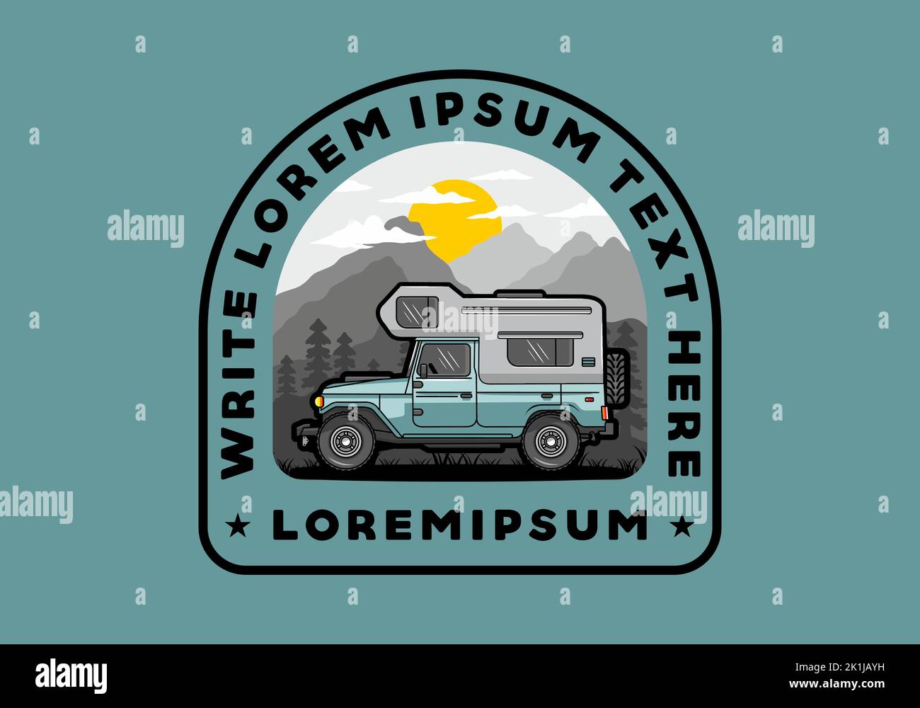 Stocky camper car illustration badge design Stock Vector Image & Art ...