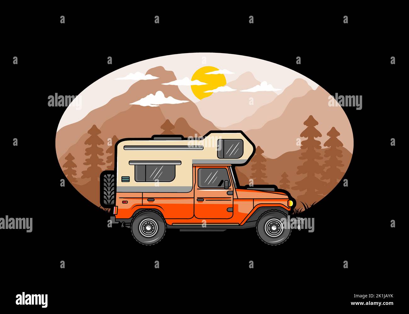 Stocky camper car illustration badge design Stock Vector Image & Art ...