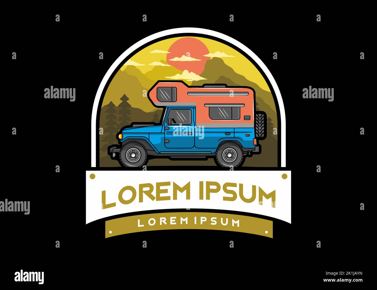 Stocky camper car illustration badge design Stock Vector Image & Art ...