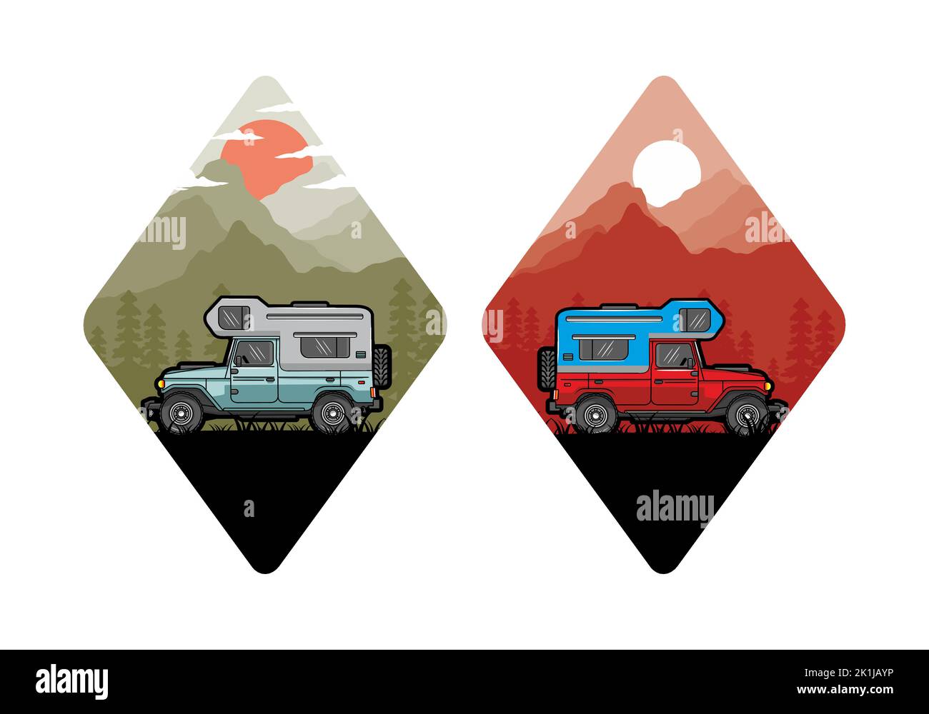 Stocky camper car illustration badge design Stock Vector Image & Art ...
