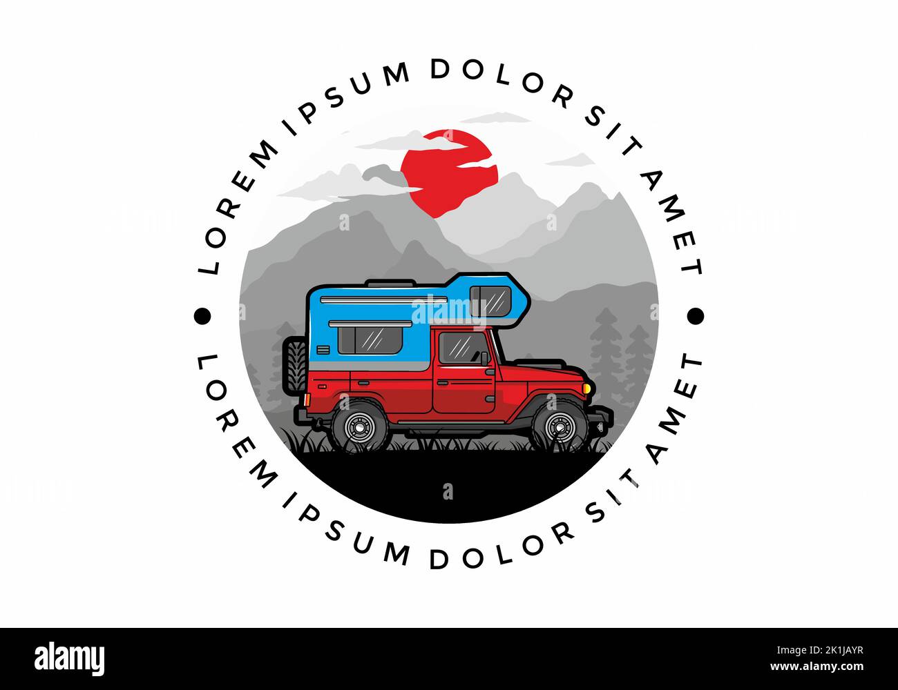 Stocky camper car illustration badge design Stock Vector Image & Art ...