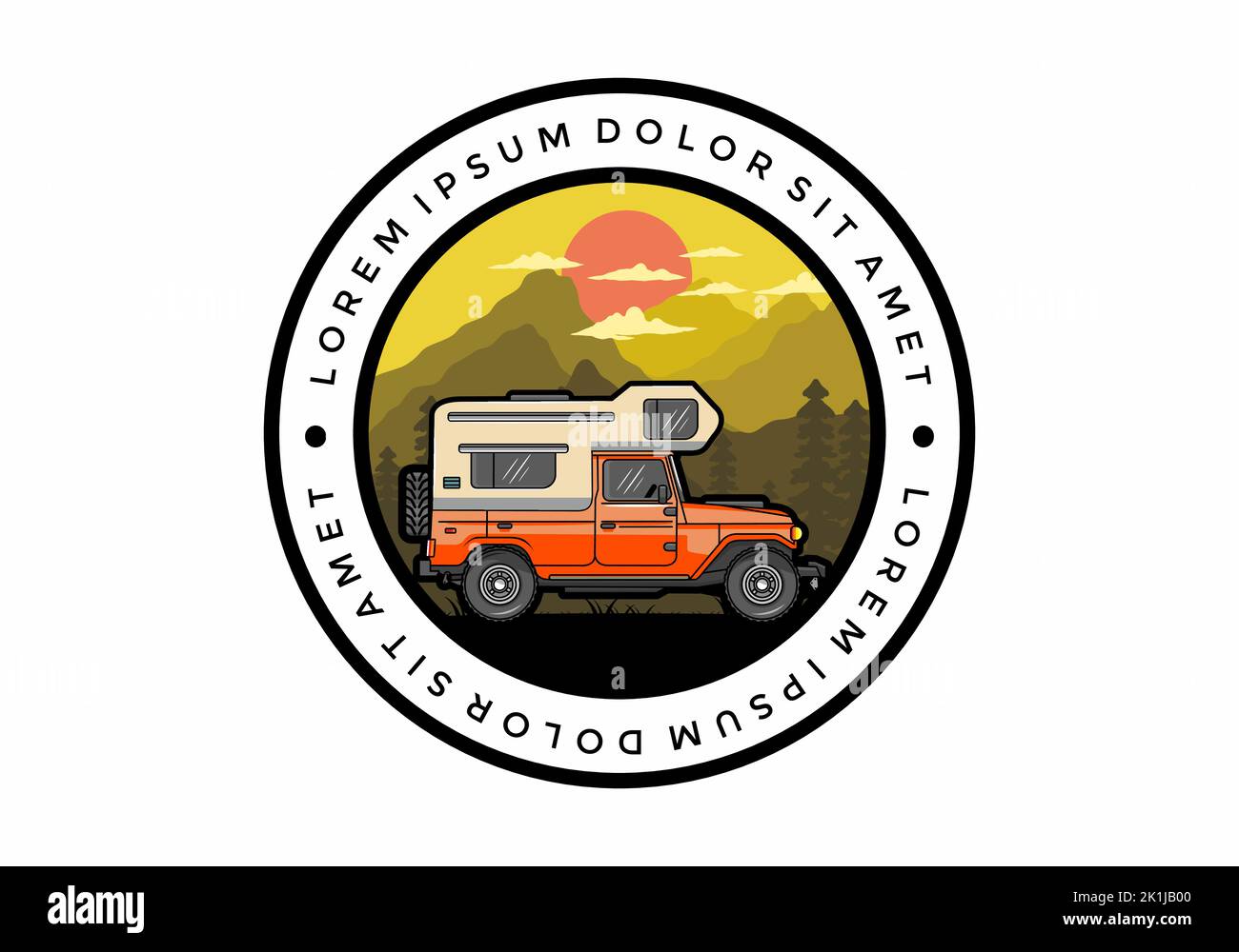 Stocky camper car illustration badge design Stock Vector Image & Art ...