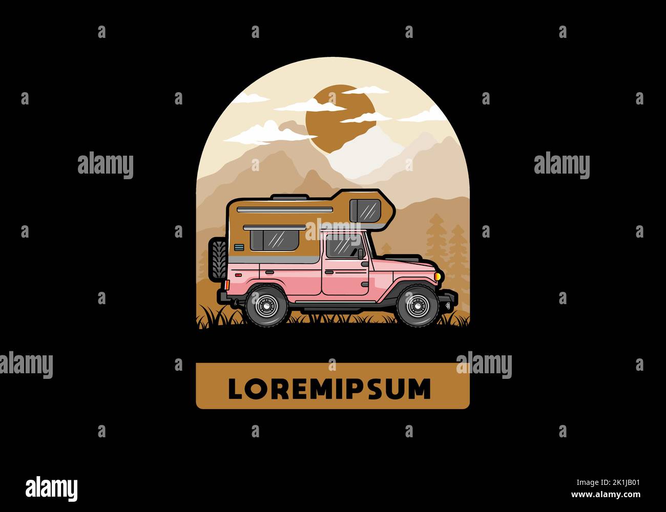 Stocky camper car illustration badge design Stock Vector Image & Art ...