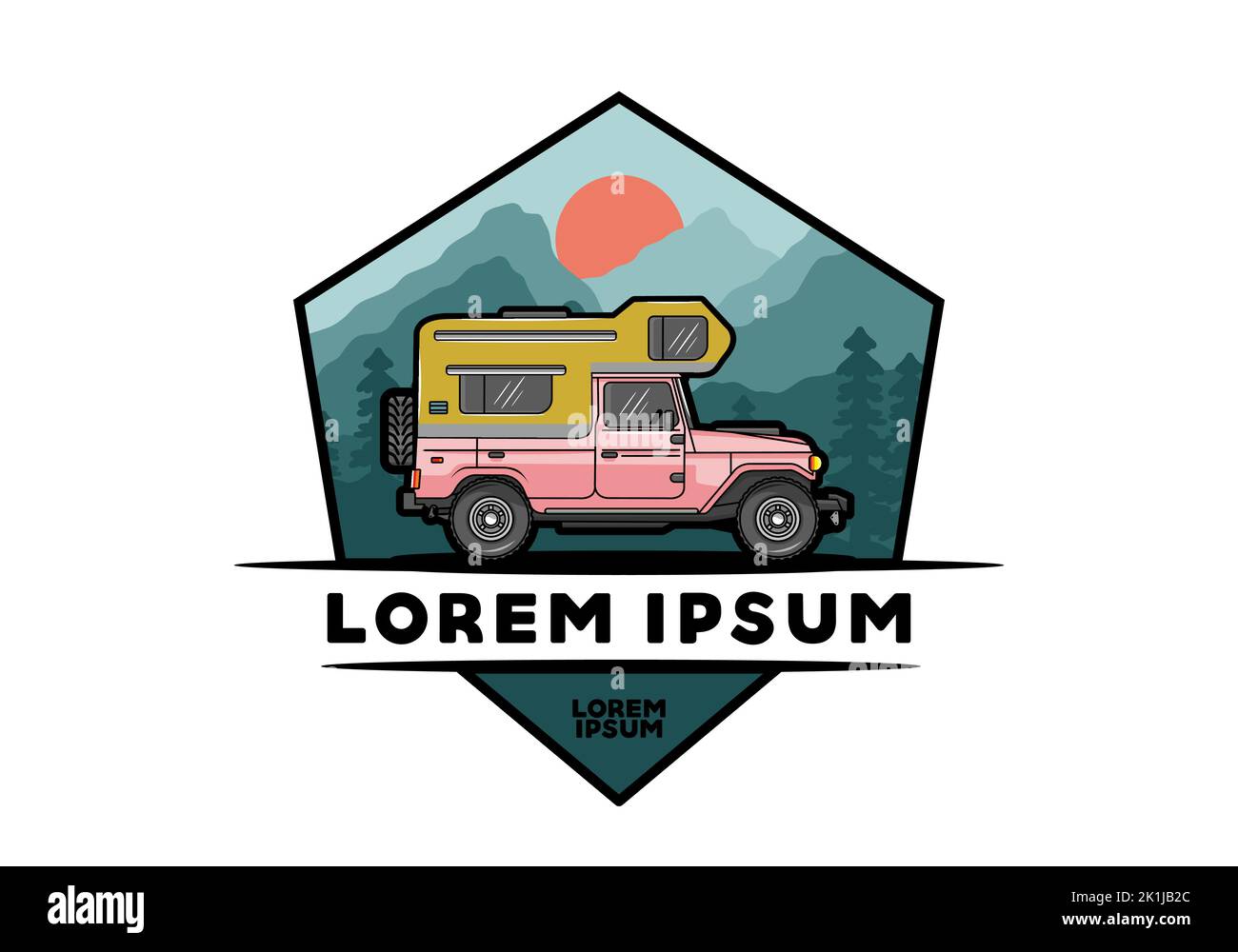 Stocky camper car illustration badge design Stock Vector Image & Art ...
