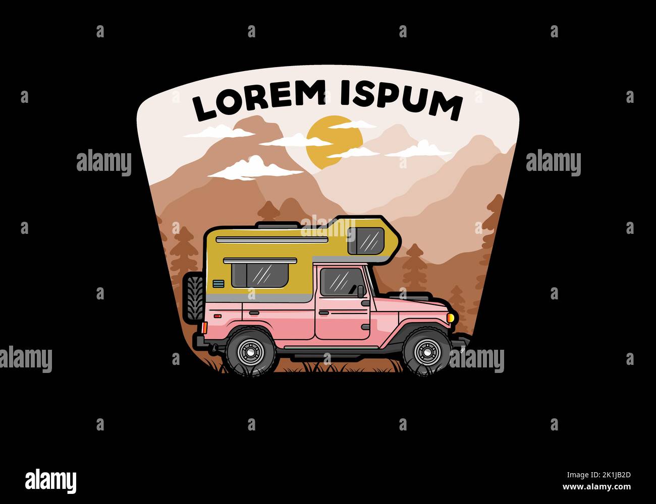 Stocky camper car illustration badge design Stock Vector Image & Art ...