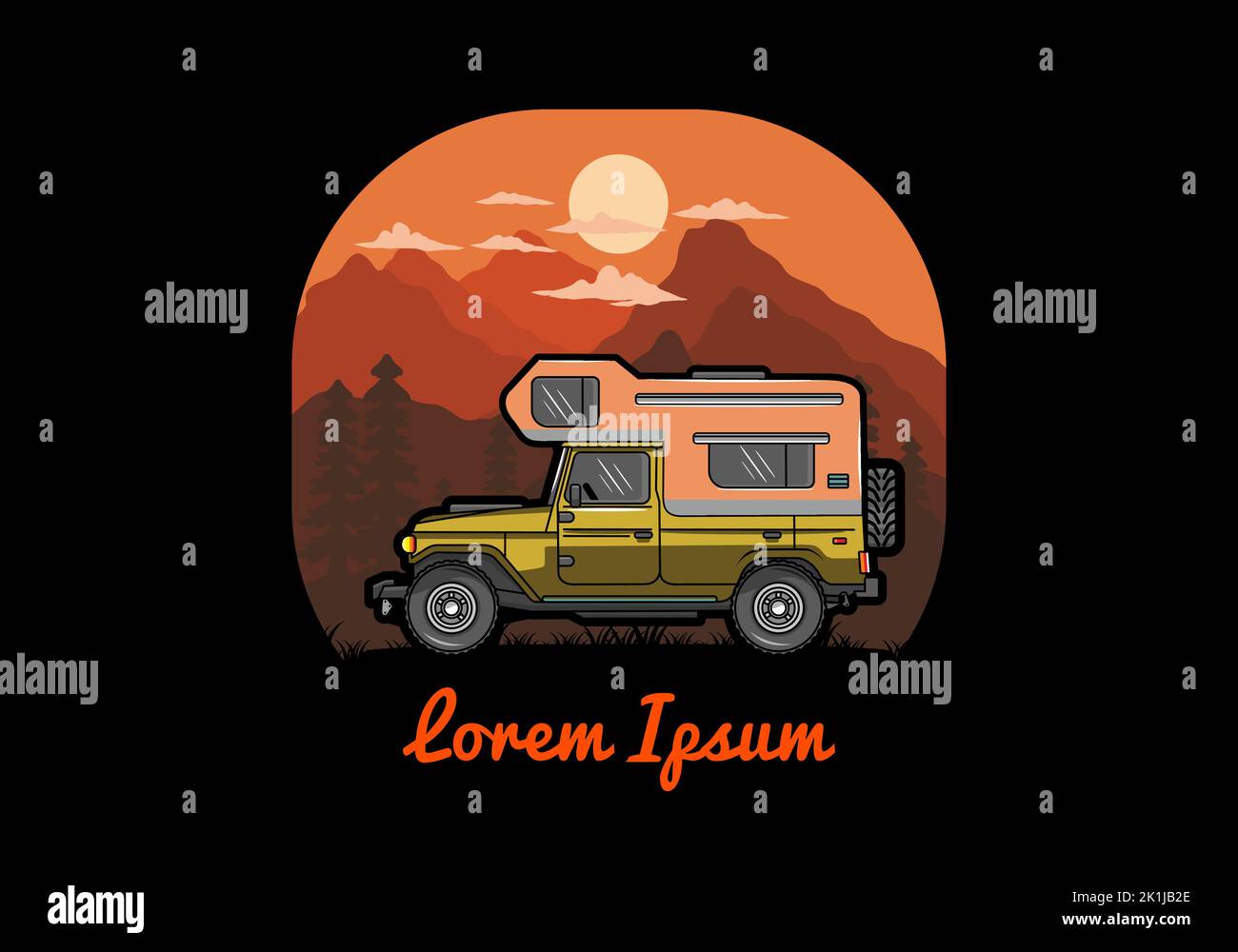 Stocky camper car illustration badge design Stock Vector Image & Art ...