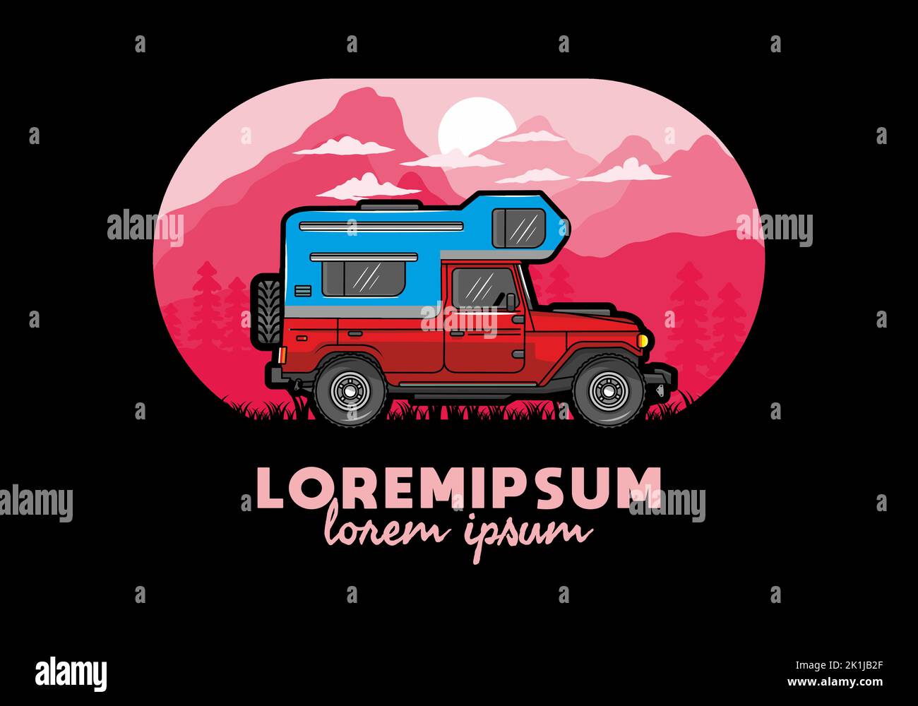 Stocky camper car illustration badge design Stock Vector Image & Art ...