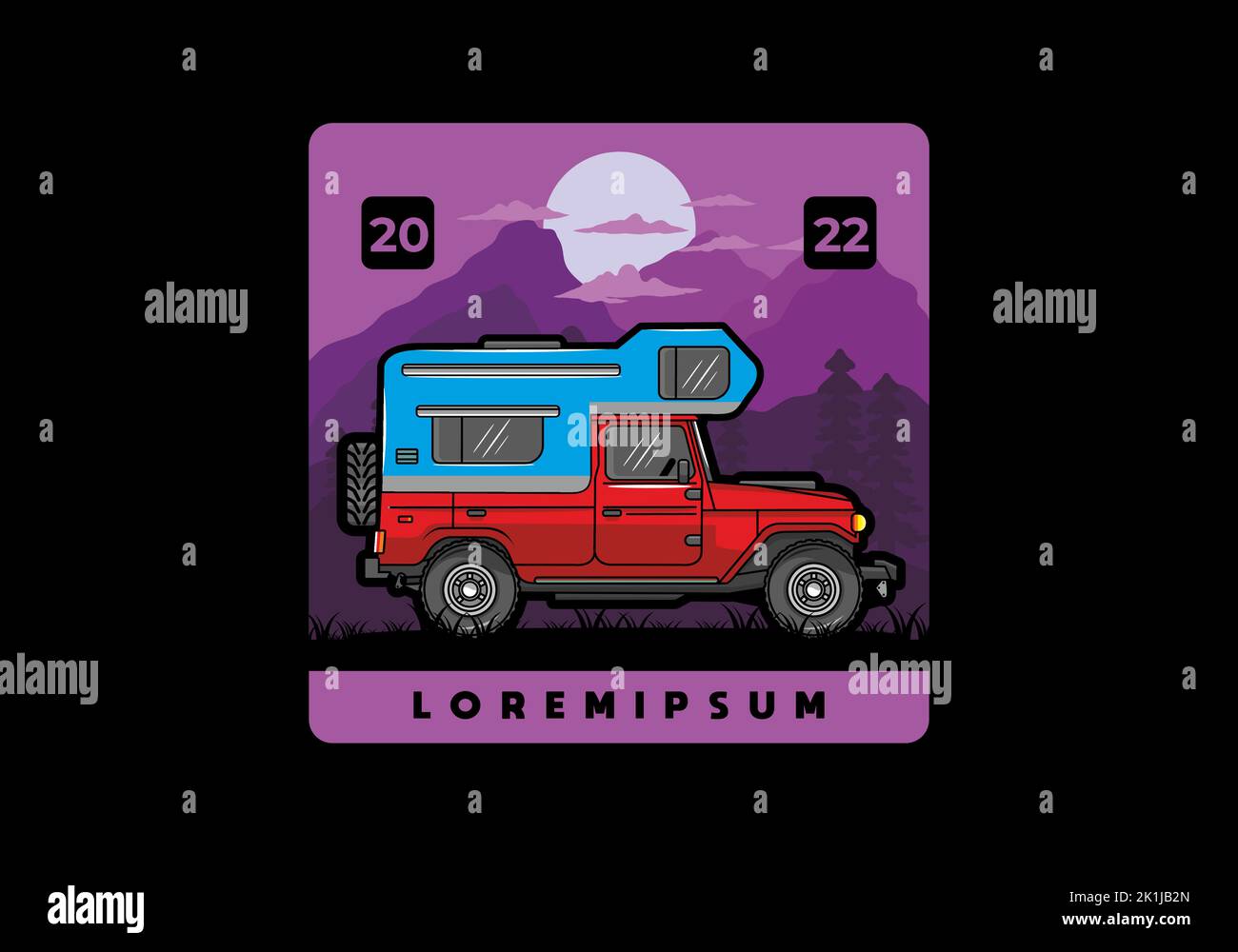 Stocky camper car illustration badge design Stock Vector Image & Art ...