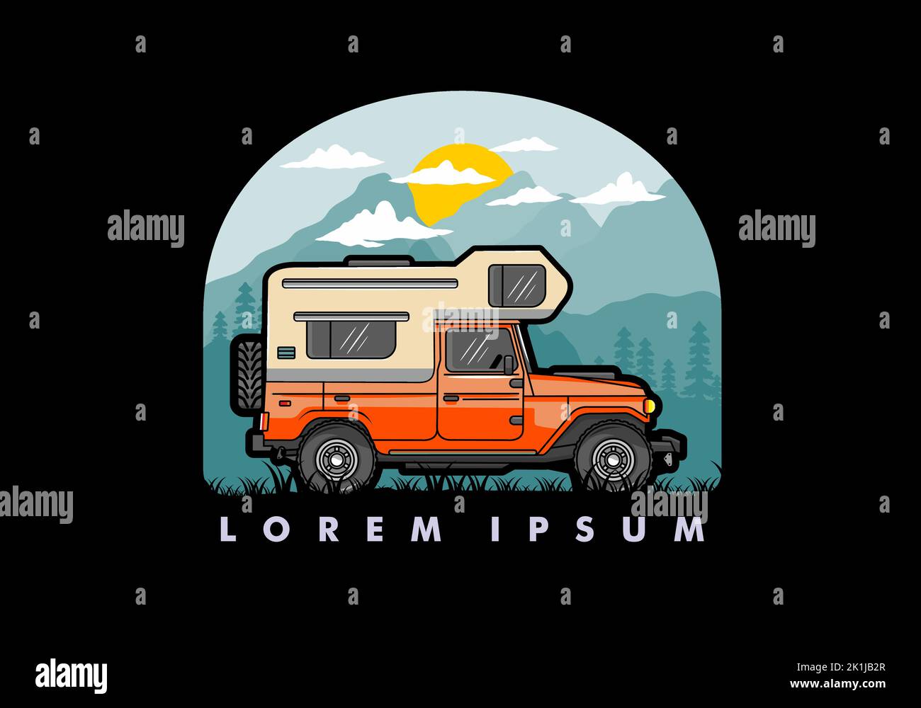 Stocky camper car illustration badge design Stock Vector Image & Art ...