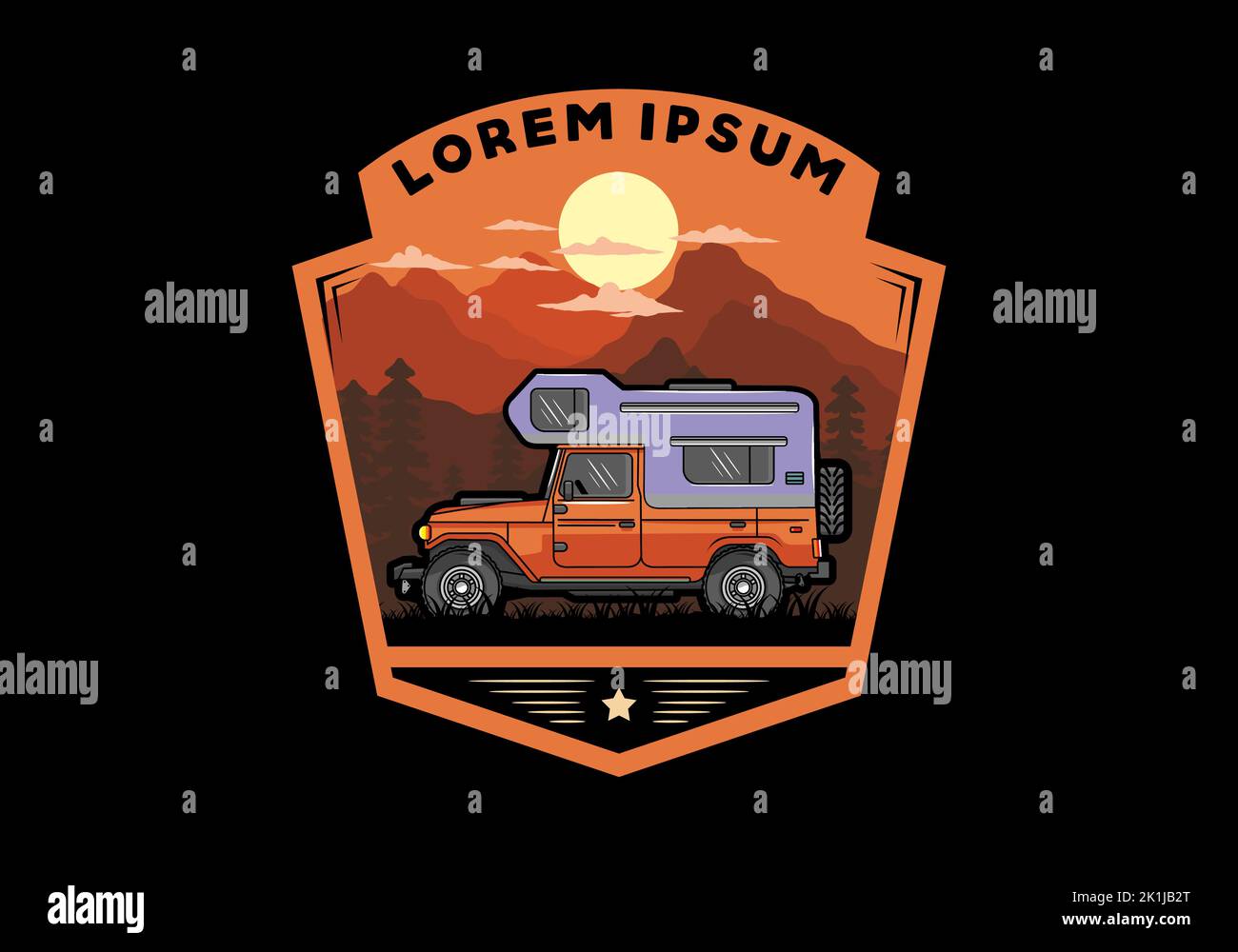 Stocky camper car illustration badge design Stock Vector Image & Art ...