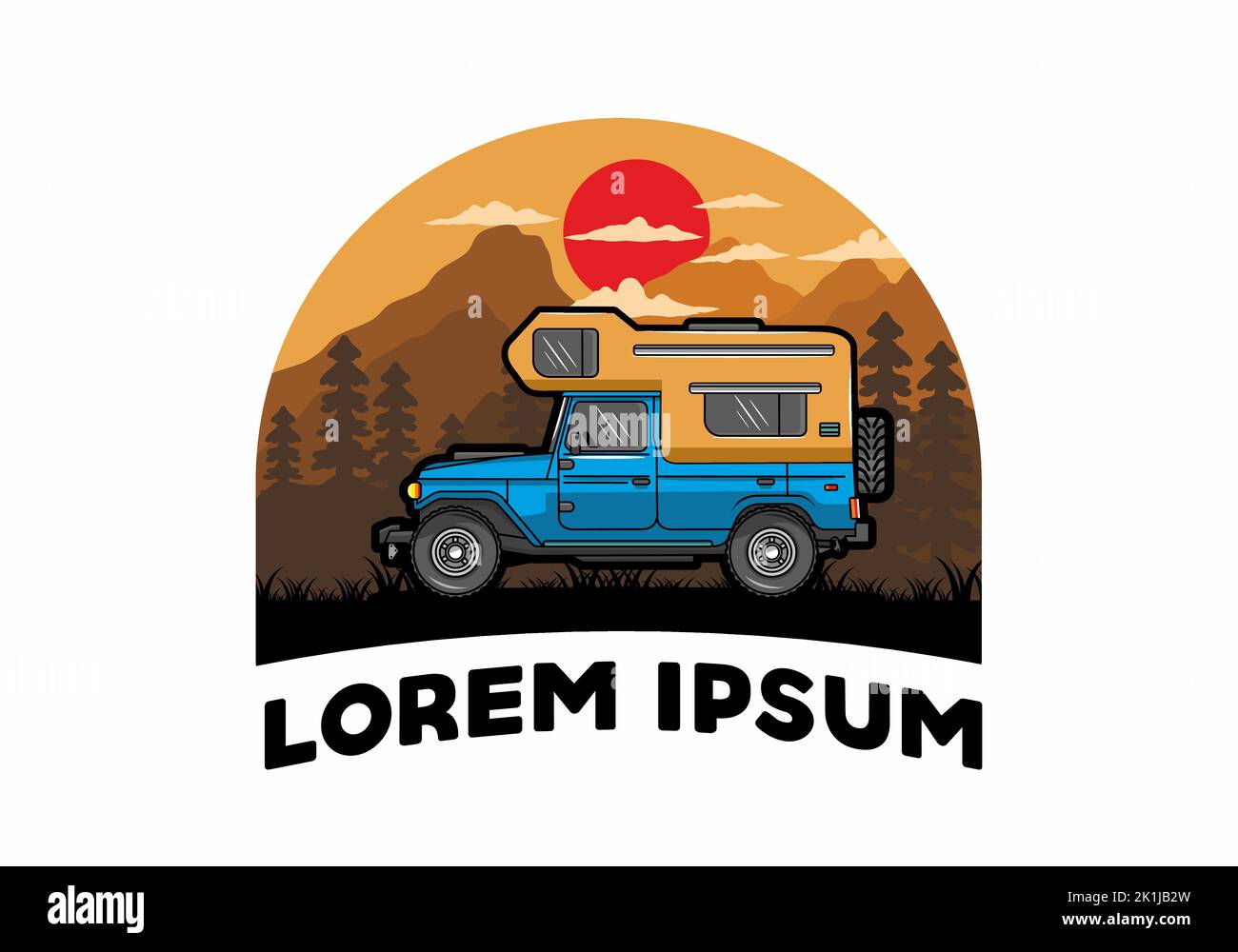 Stocky camper car illustration badge design Stock Vector Image & Art ...
