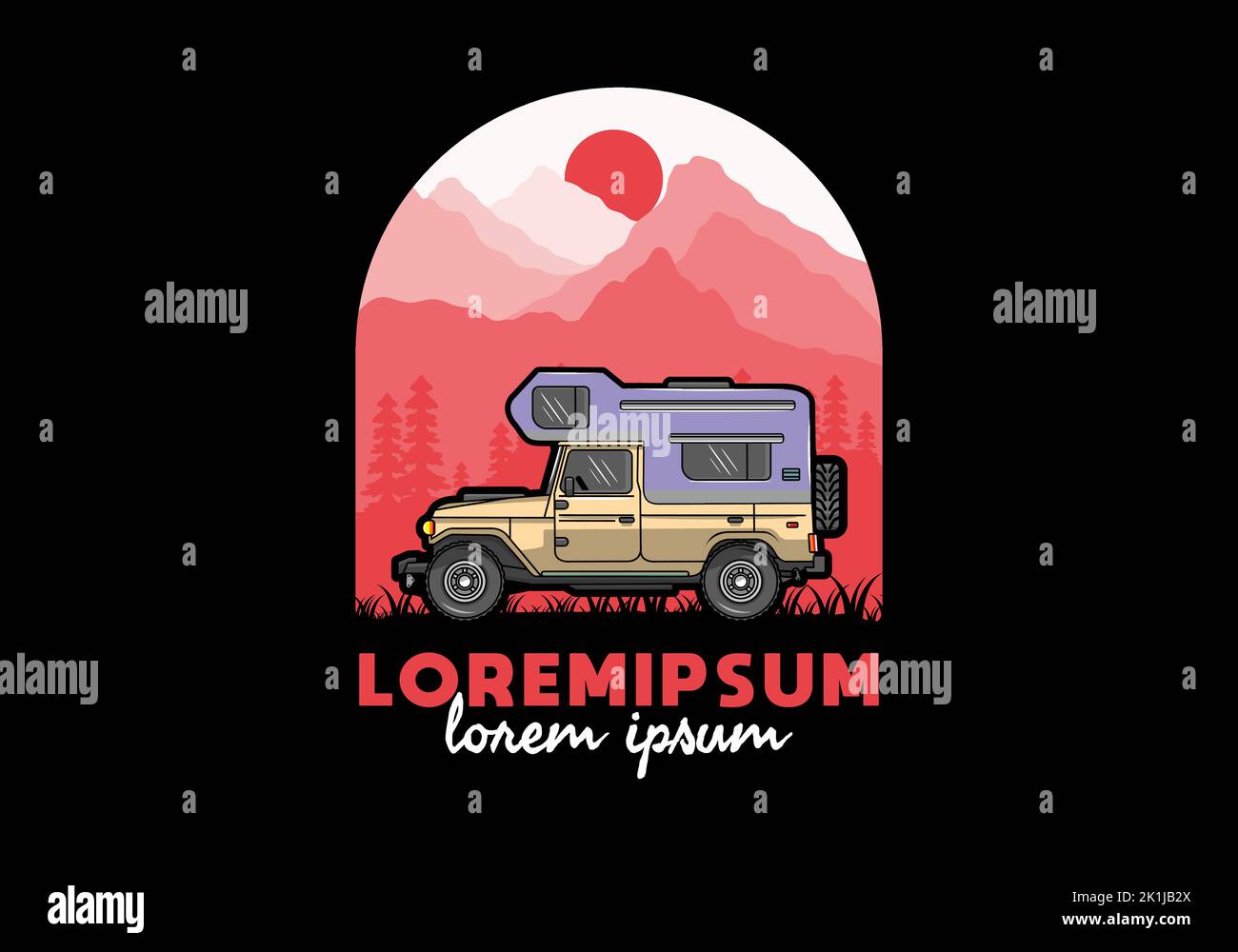 Stocky camper car illustration badge design Stock Vector Image & Art ...