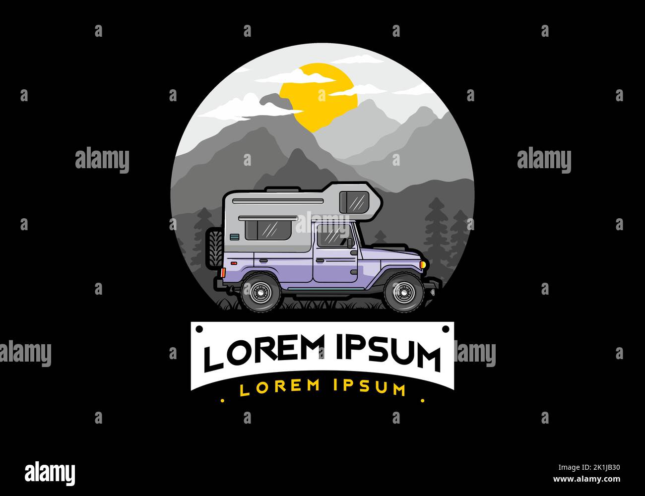 Stocky camper car illustration badge design Stock Vector Image & Art ...