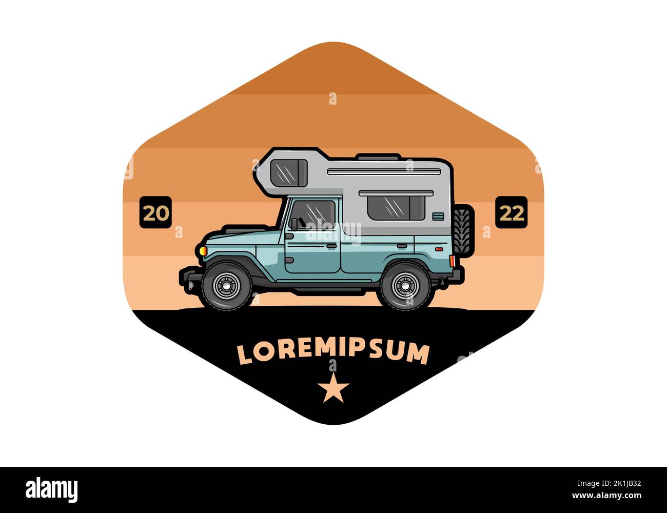 Stocky camper car illustration badge design Stock Vector Image & Art ...