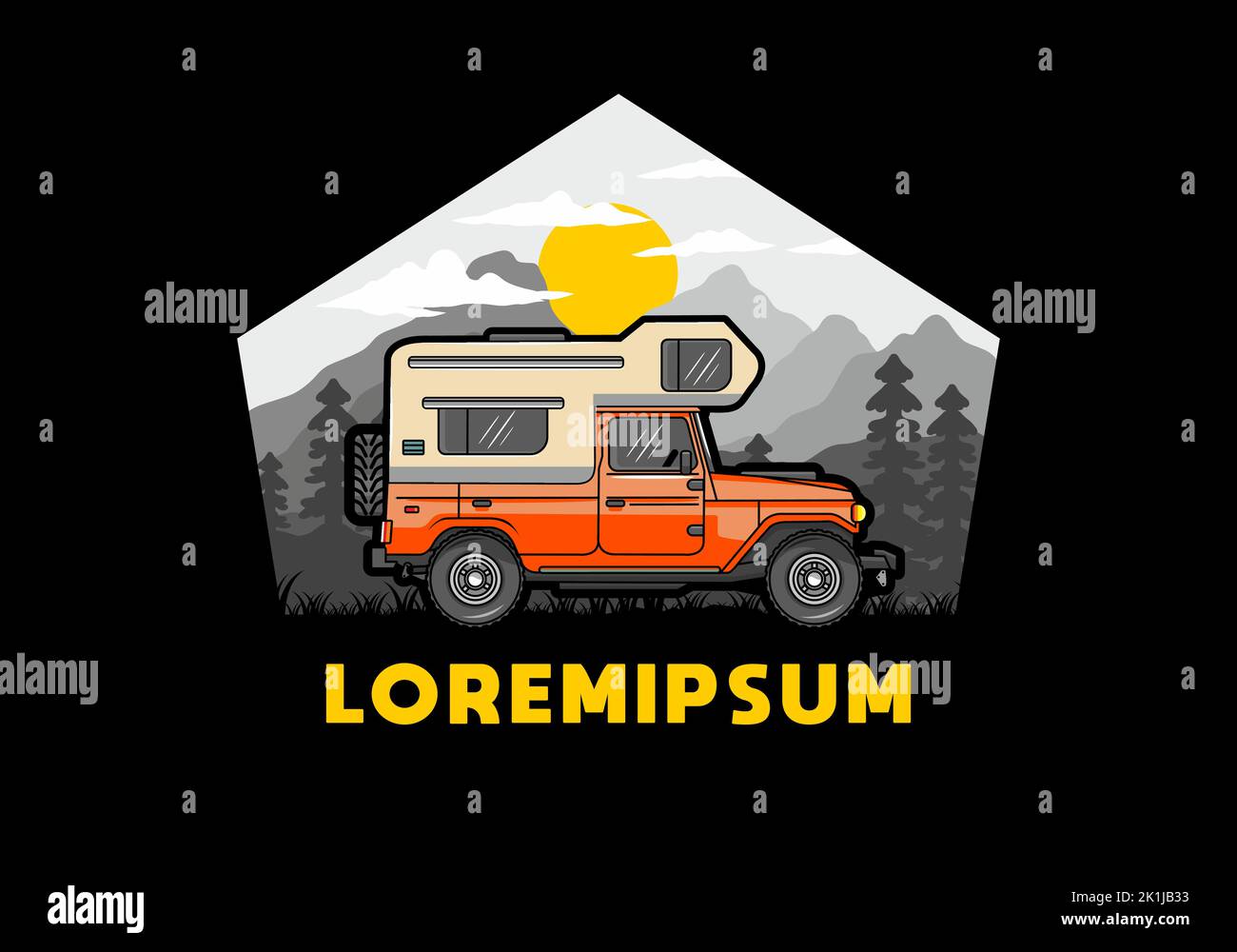 Stocky camper car illustration badge design Stock Vector Image & Art ...