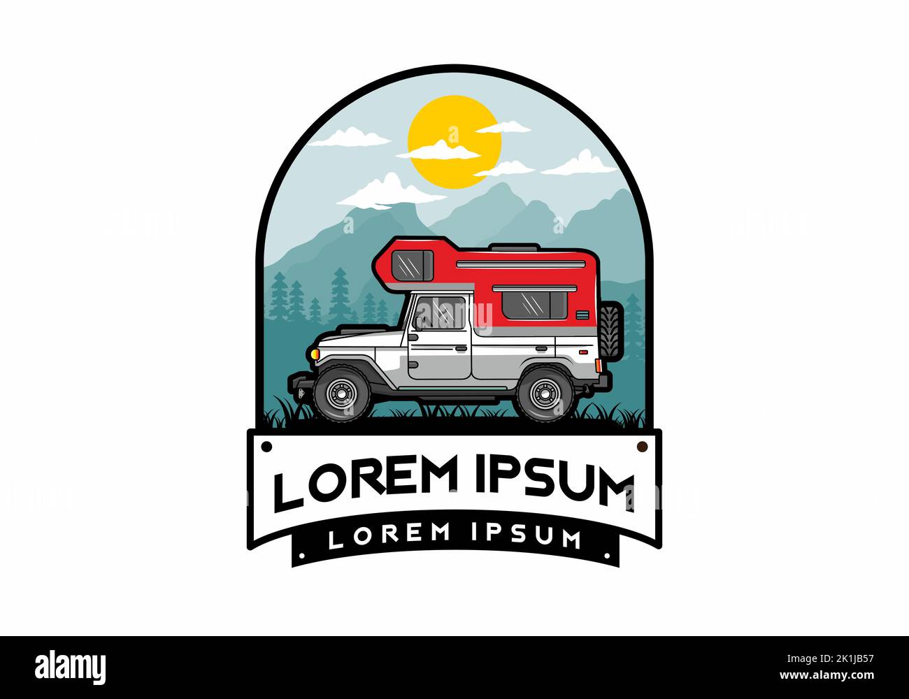 Stocky camper car illustration badge design Stock Vector Image & Art ...