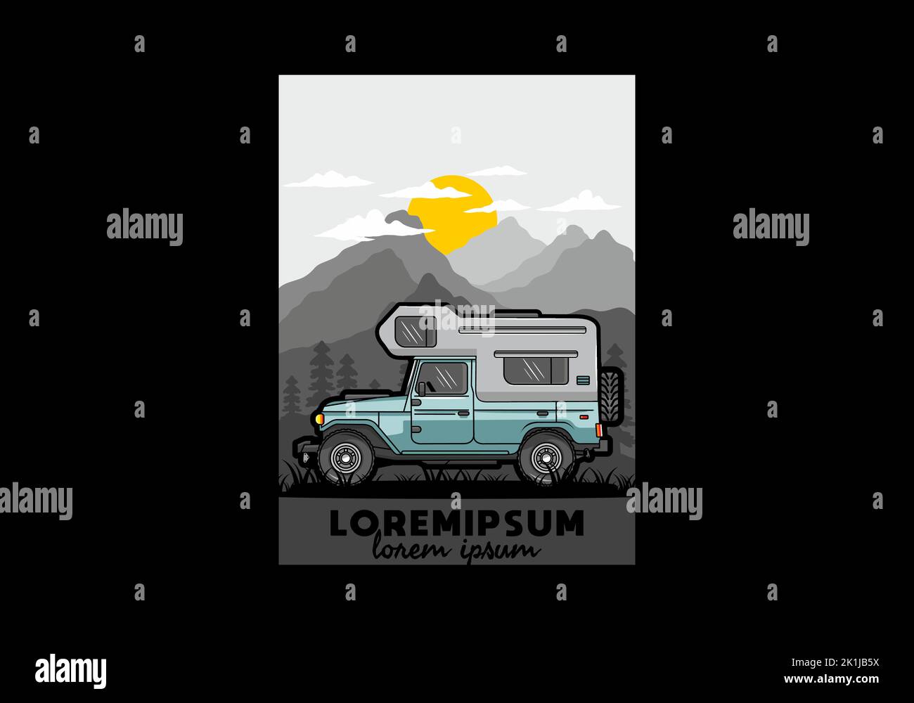 Stocky camper car illustration badge design Stock Vector Image & Art ...