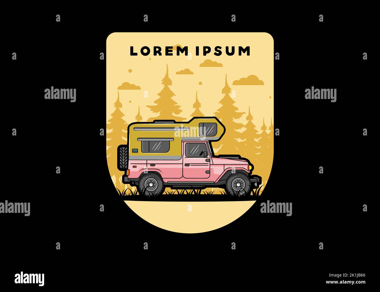 Stocky camper car illustration badge design Stock Vector Image & Art ...