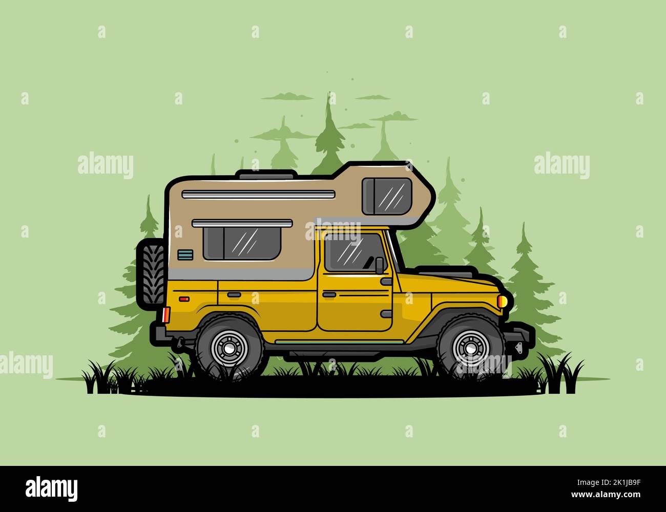 Stocky camper car illustration badge design Stock Vector Image & Art ...