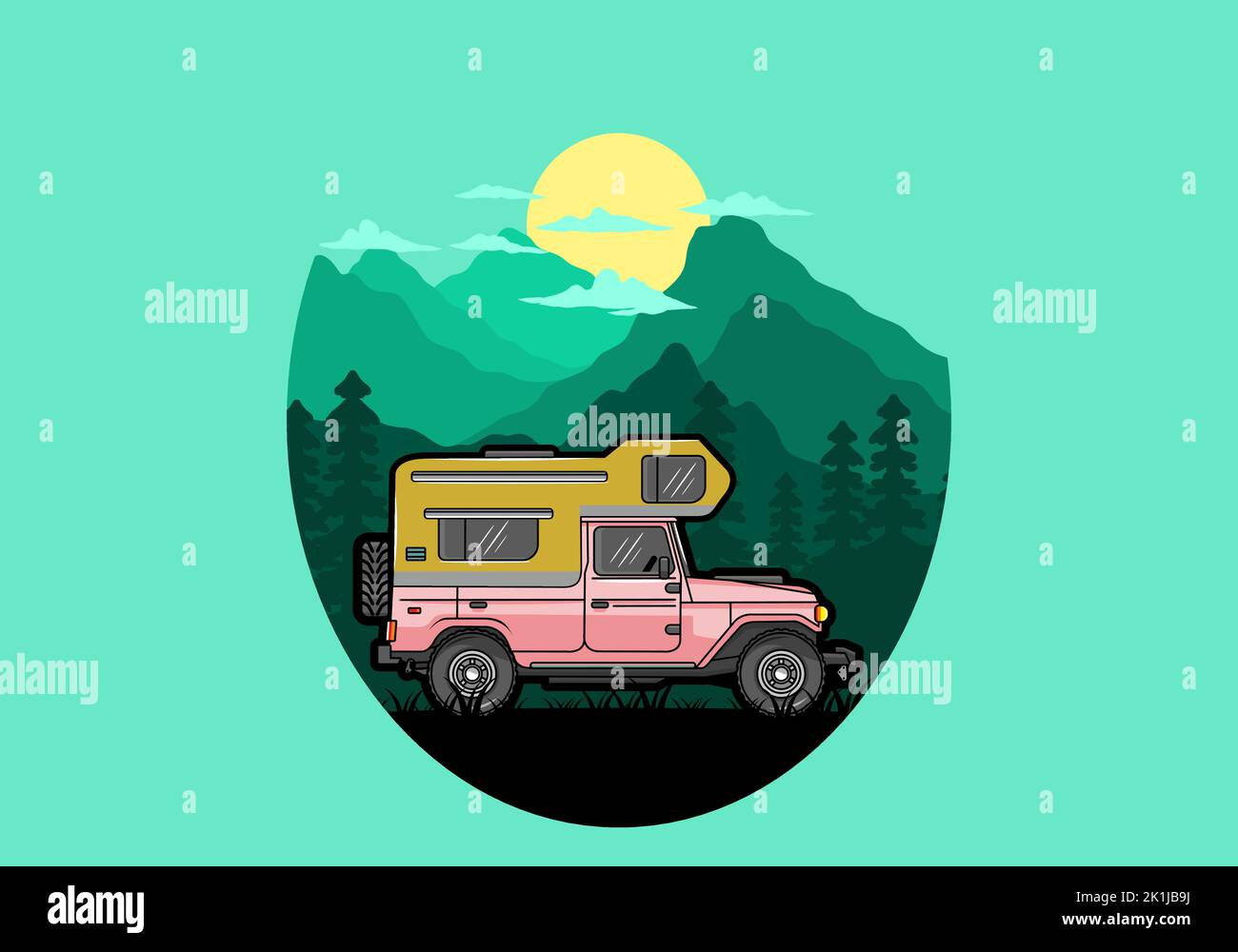 Stocky camper car illustration badge design Stock Vector Image & Art ...