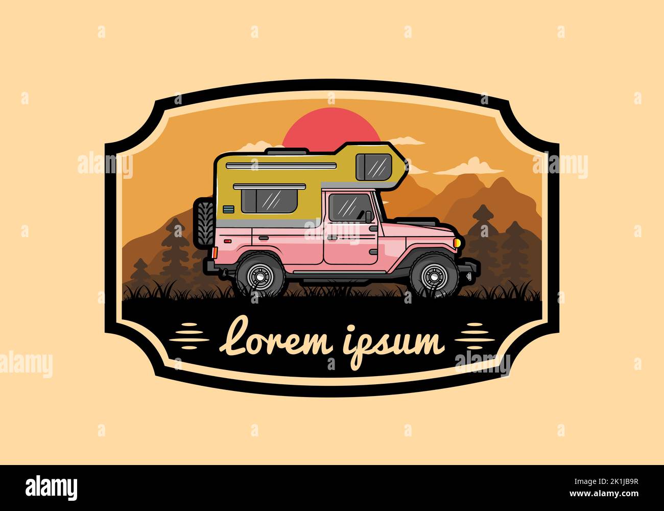 Stocky camper car illustration badge design Stock Vector Image & Art ...