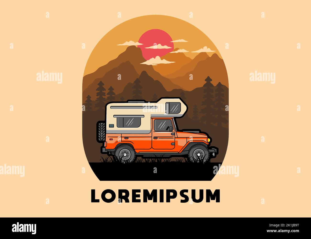 Stocky camper car illustration badge design Stock Vector Image & Art ...