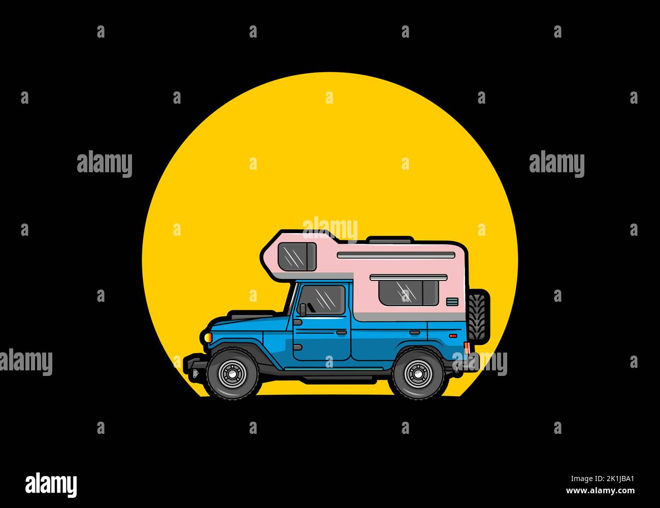 Stocky camper car illustration badge design Stock Vector Image & Art ...
