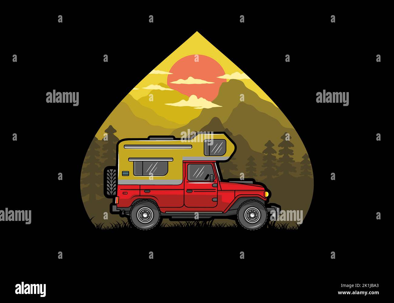 Stocky camper car illustration badge design Stock Vector Image & Art ...