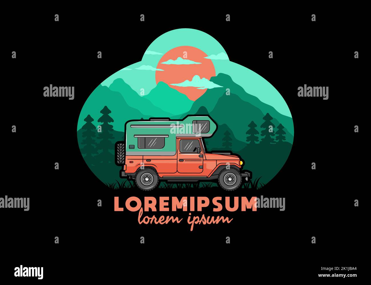 Stocky camper car illustration badge design Stock Vector Image & Art ...