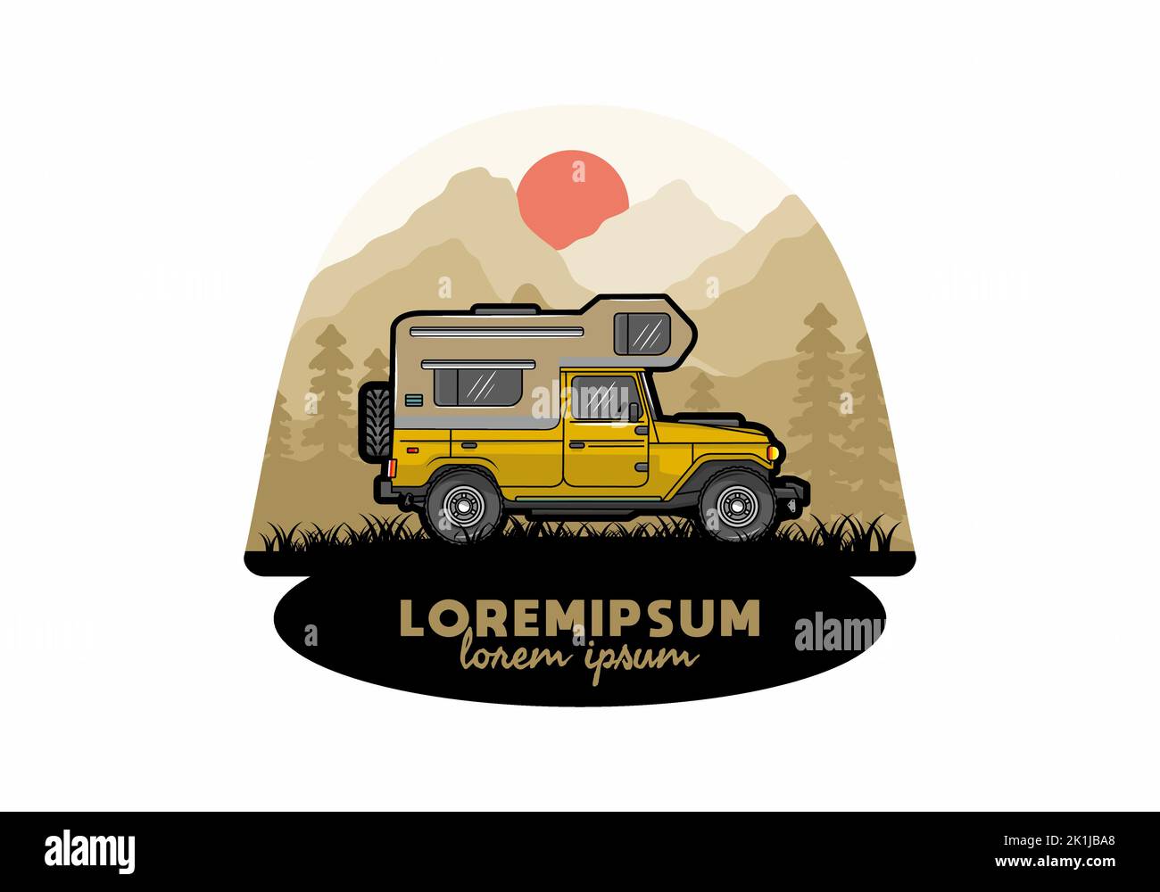 Stocky camper car illustration badge design Stock Vector Image & Art ...