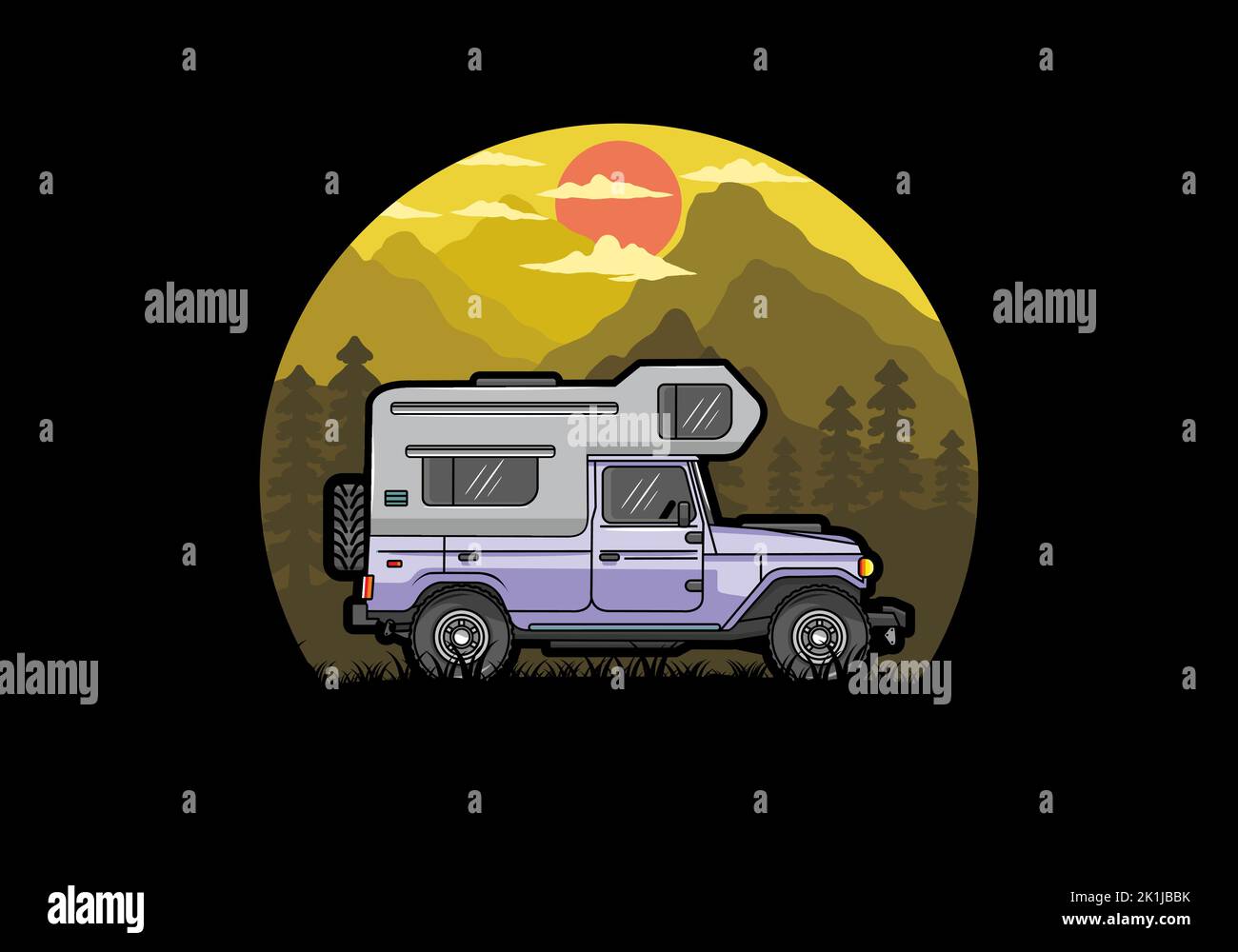 Stocky camper car illustration badge design Stock Vector Image & Art ...
