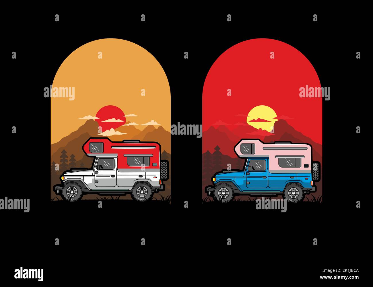 Stocky camper car illustration badge design Stock Vector Image & Art ...