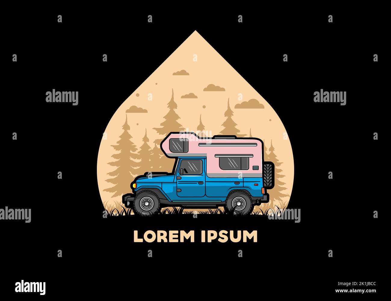 Stocky camper car illustration badge design Stock Vector Image & Art ...