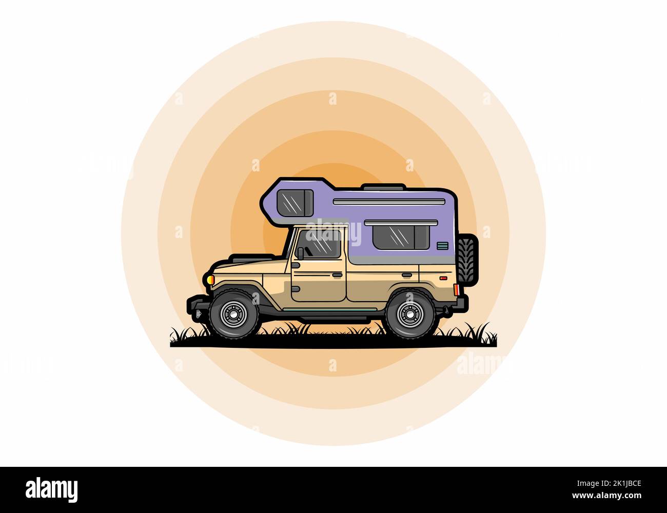 Stocky camper car illustration badge design Stock Vector Image & Art ...