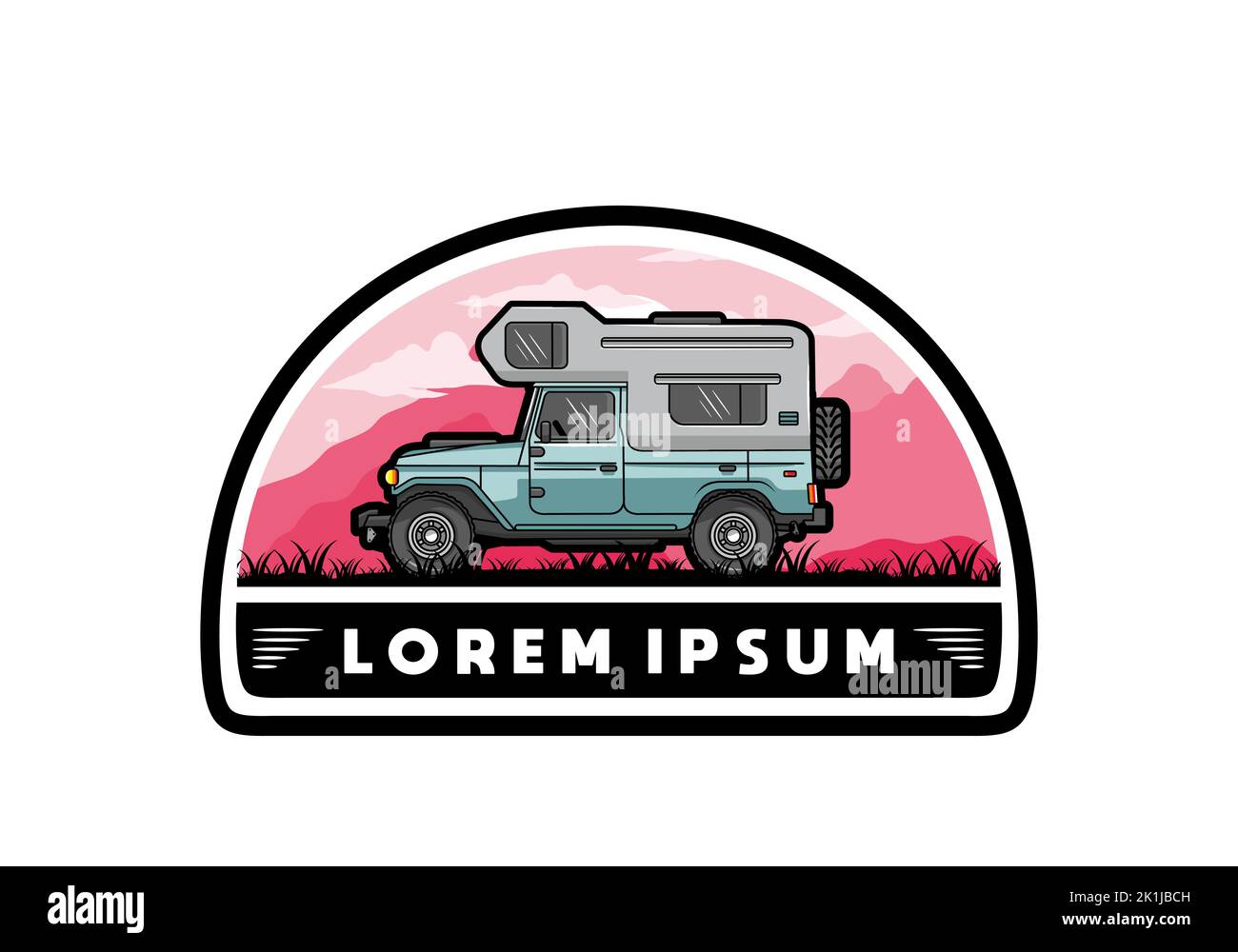 Stocky camper car illustration badge design Stock Vector Image & Art ...