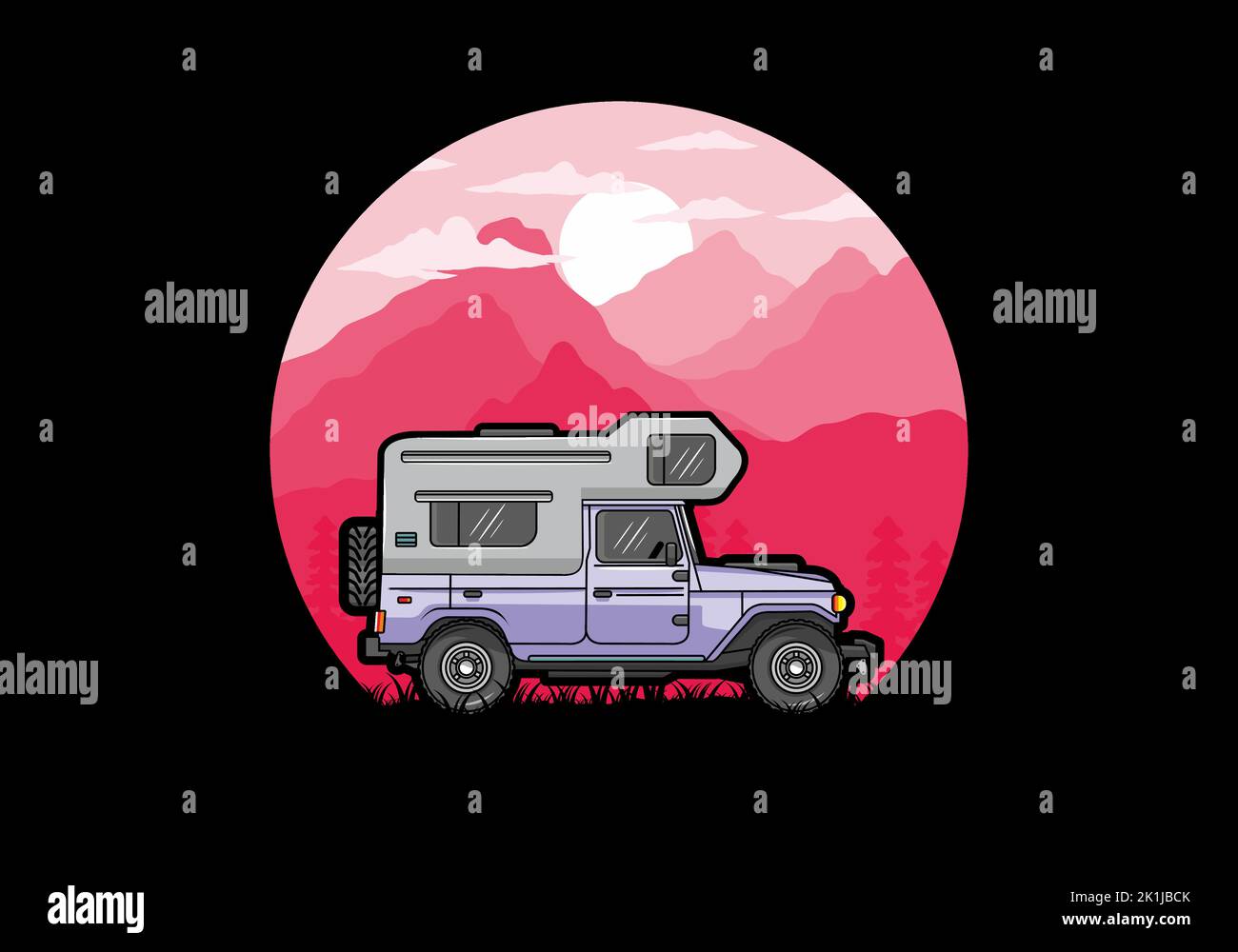 Stocky camper car illustration badge design Stock Vector Image & Art ...