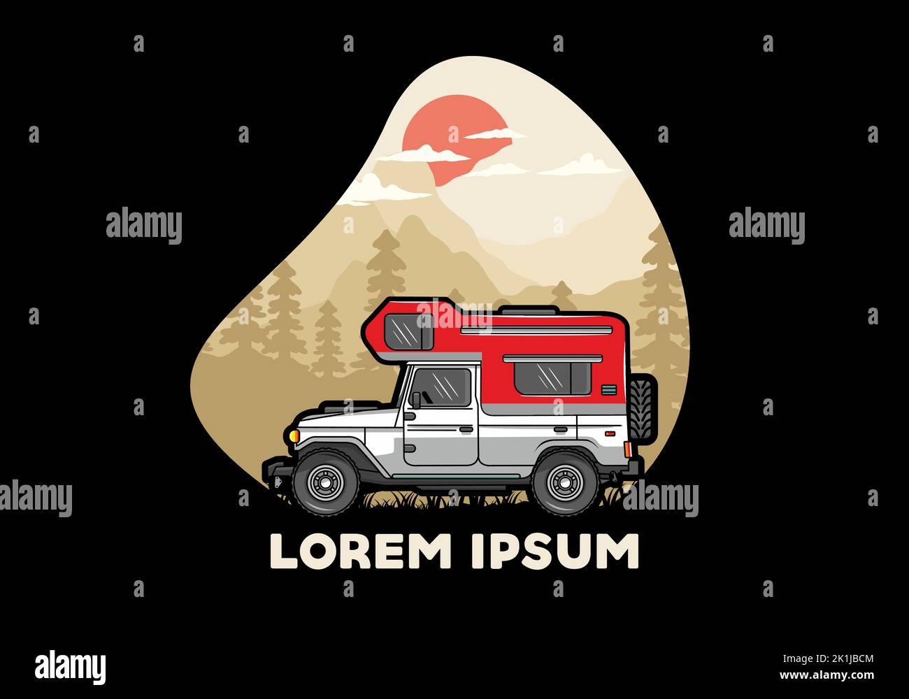 Stocky camper car illustration badge design Stock Vector Image & Art ...