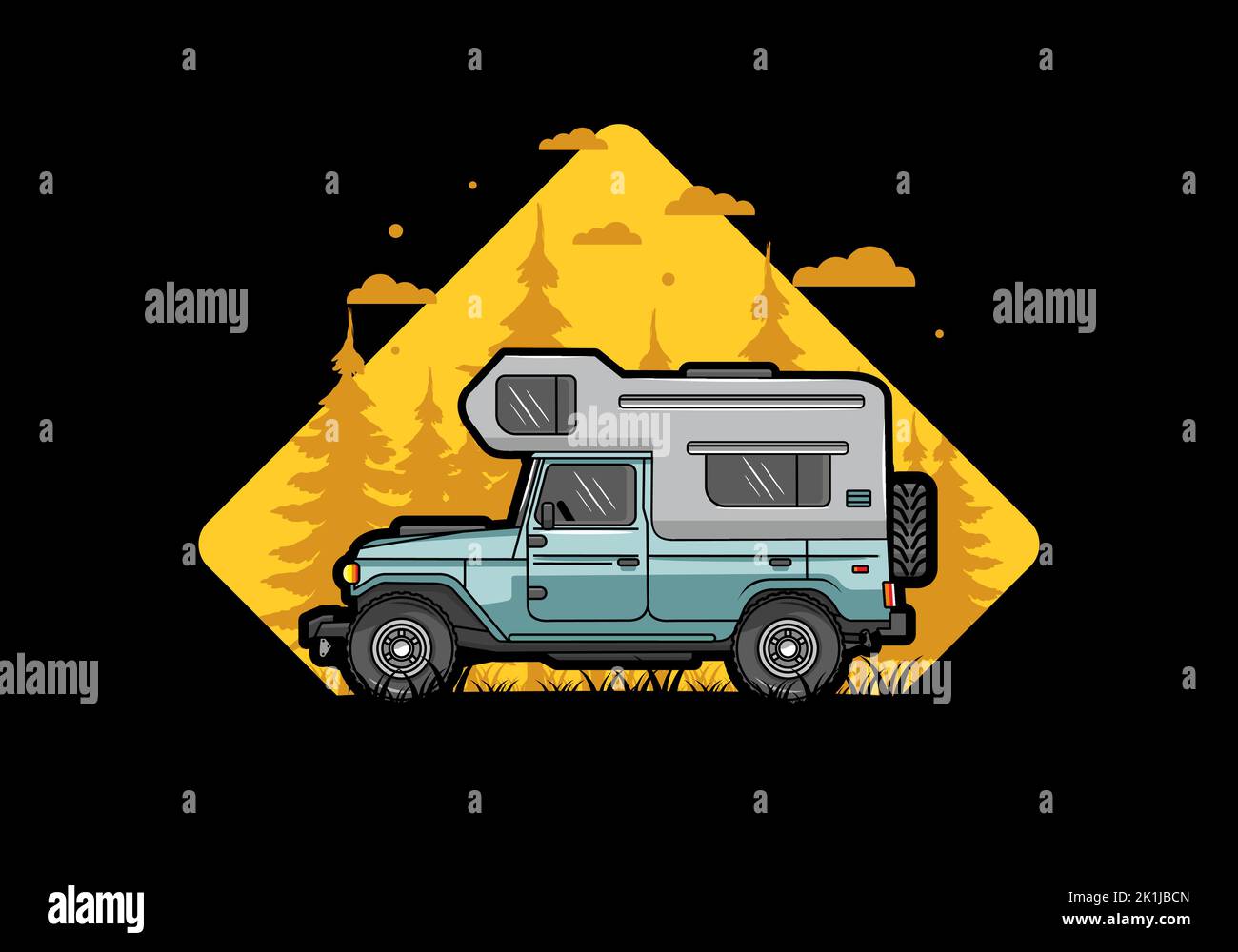 Stocky camper car illustration badge design Stock Vector Image & Art ...